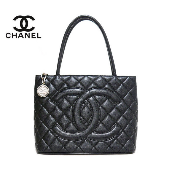 Chanel Caviar Silver Tote Skin Reproduction Black Bag - Picture 1 of 1